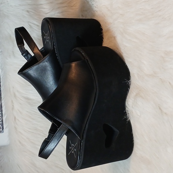 N.Y.L.A. Black Slingback Open Toe Mules Shoes Sz 10 - Picture 4 of 10